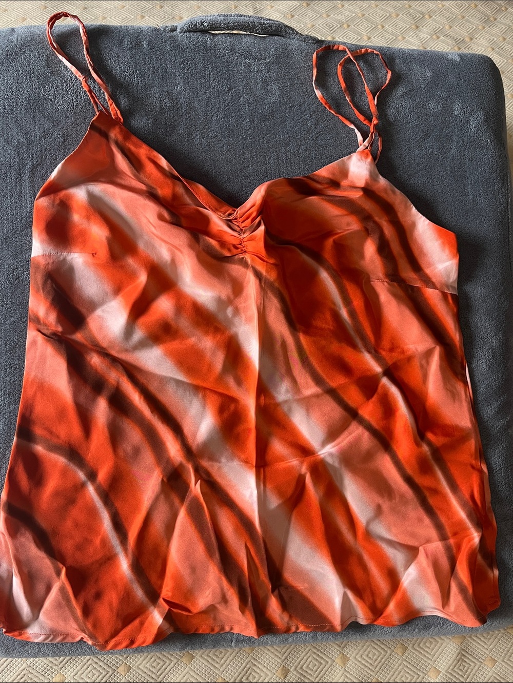 H&M orange and cream silk camisole